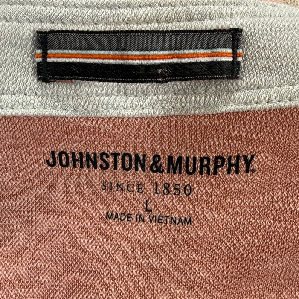 Johnston & Murphy Mens Pink Slub Modal Blend Polo Shirt Large Triple Stitch - Picture 8 of 10